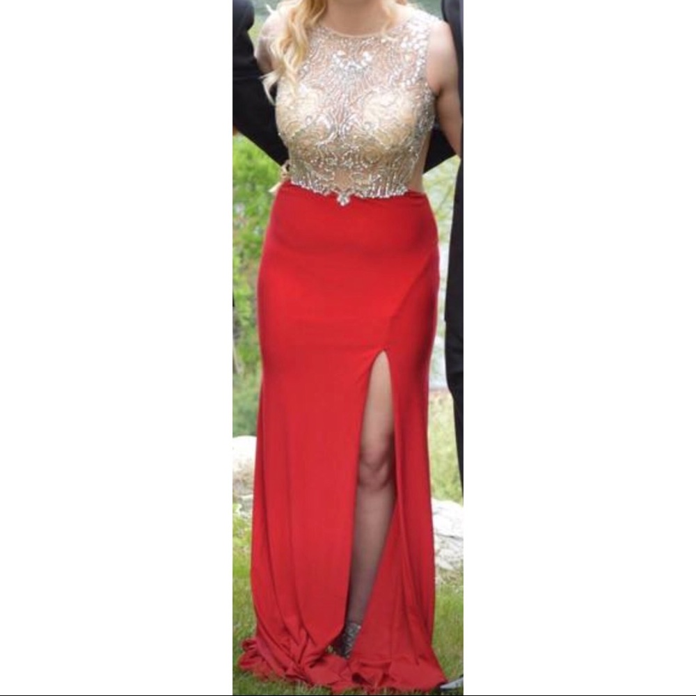 Red sequence Prom Dress